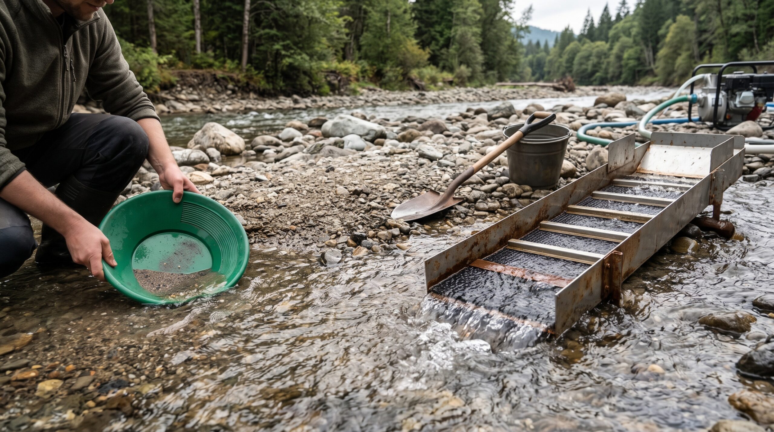 Sztuka płukania złota: Od tradycyjnej miski do nowoczesnych płuczek (sluice box)